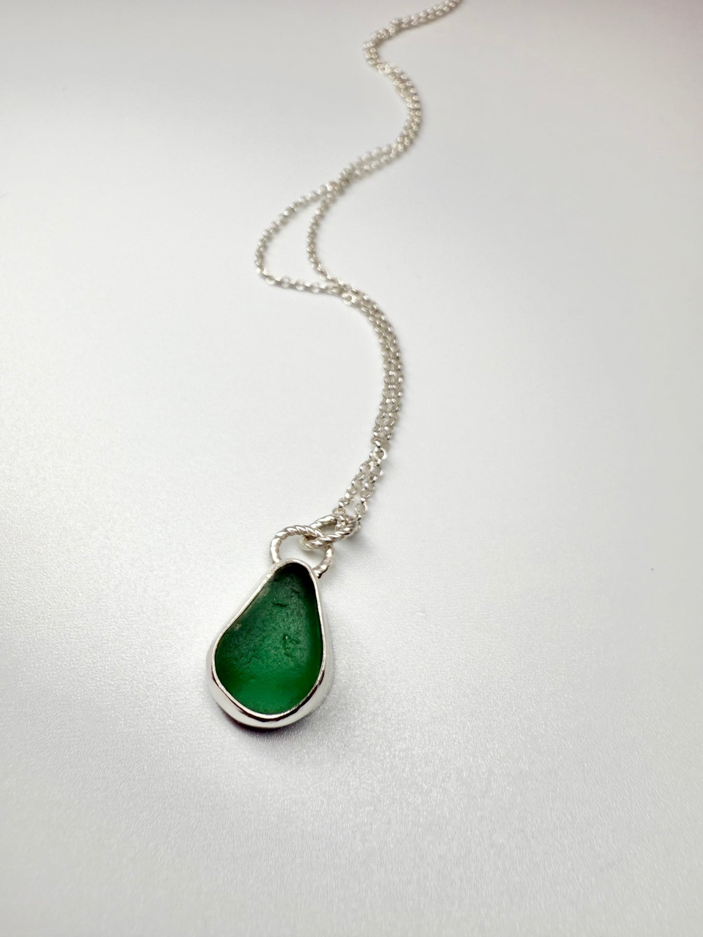 Teal Cornish seaglass necklace