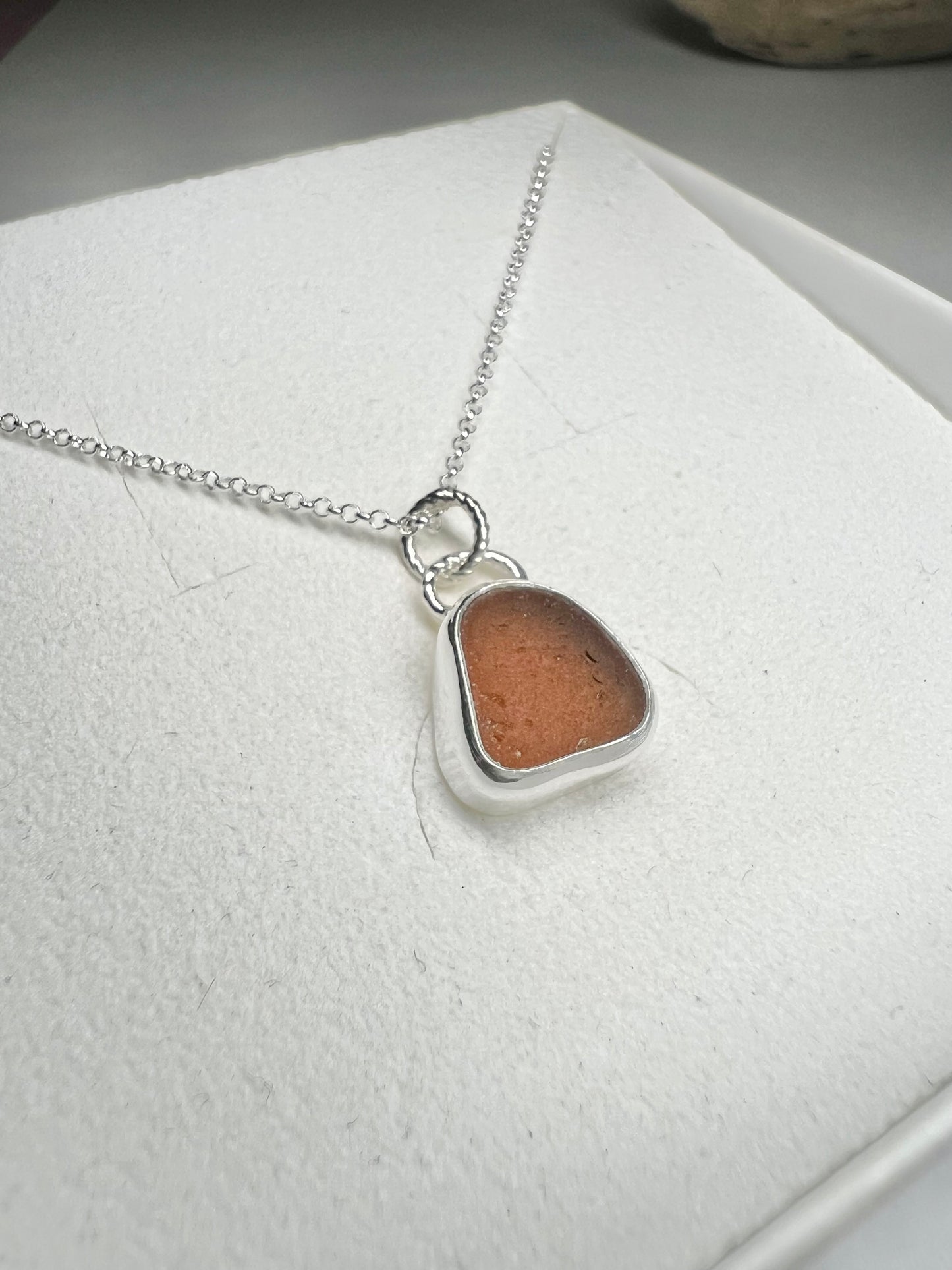 Amber/brown Cornish seaglass necklace