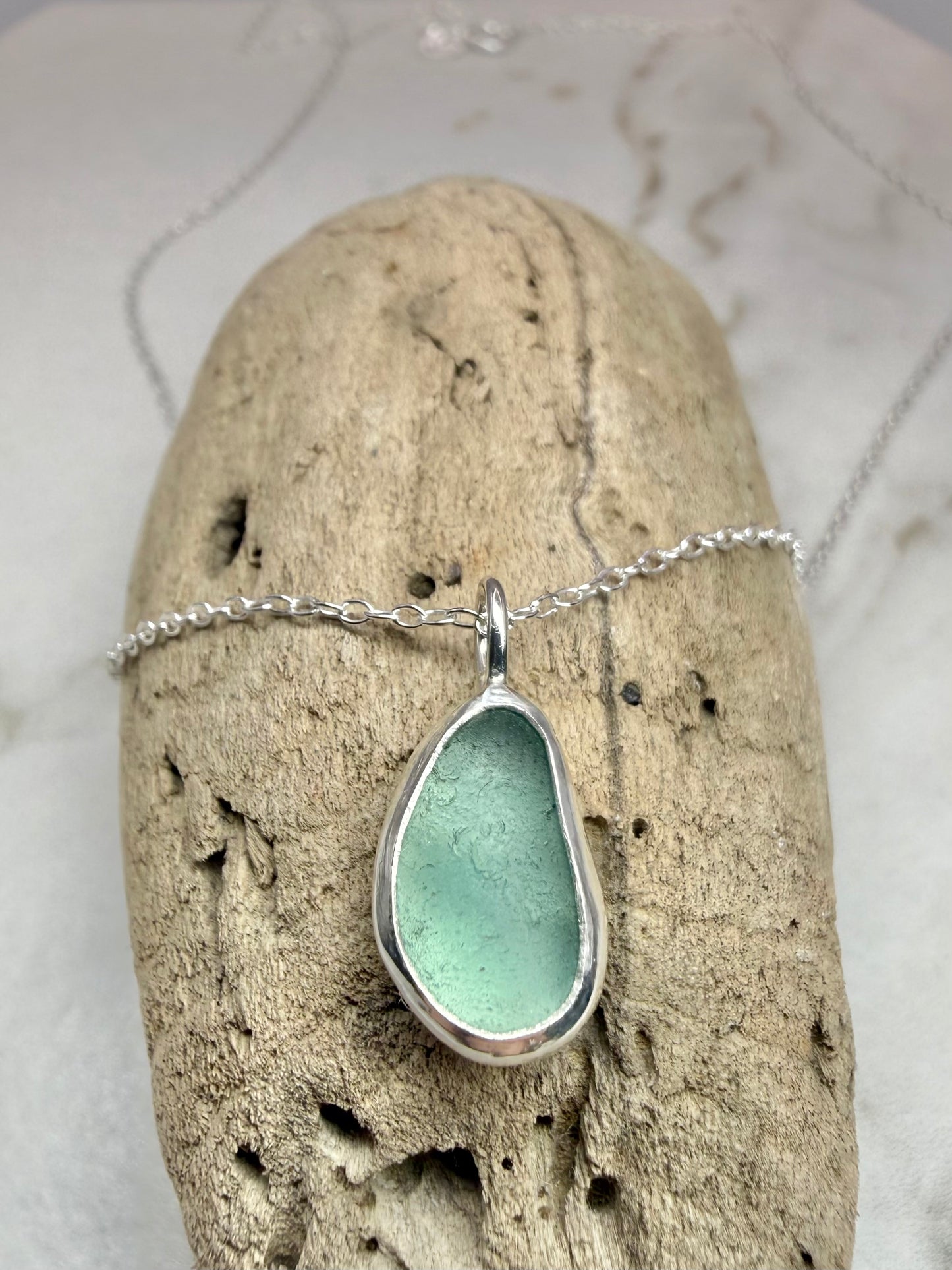 Aqua Cornish seaglass necklace