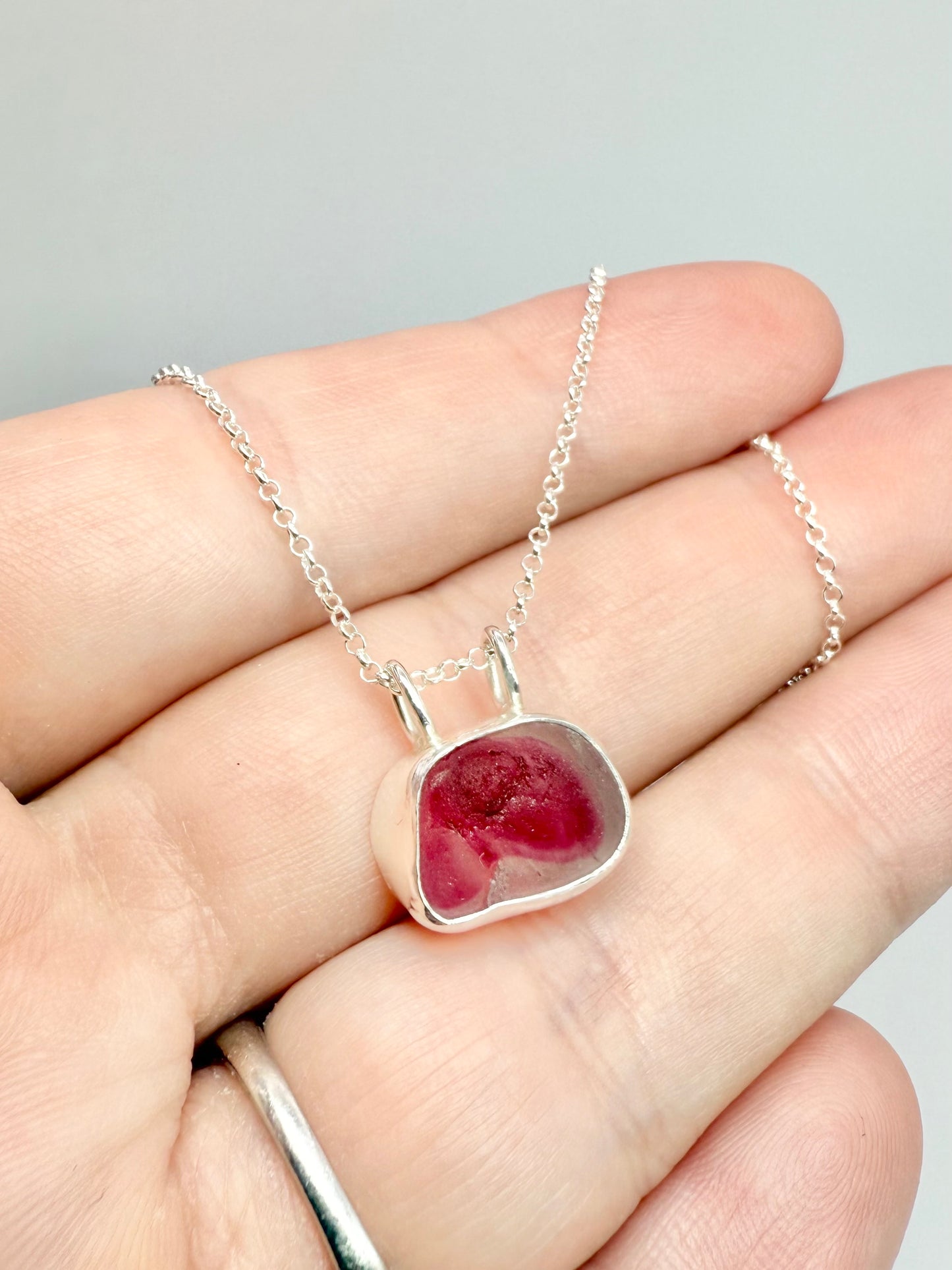 Pink multi seaglass necklace