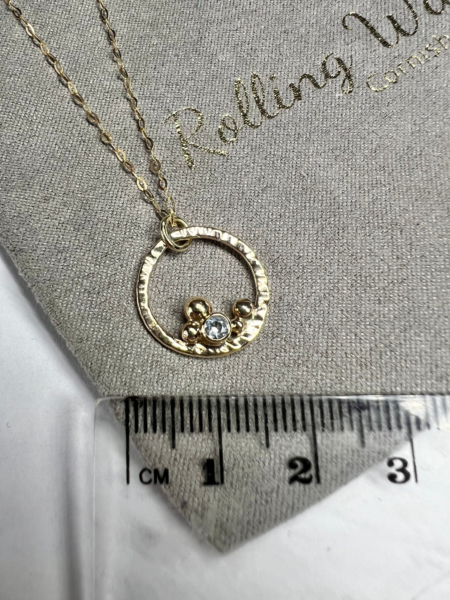 9ct gold & sky blue topaz bubble necklace ** hallmarked**