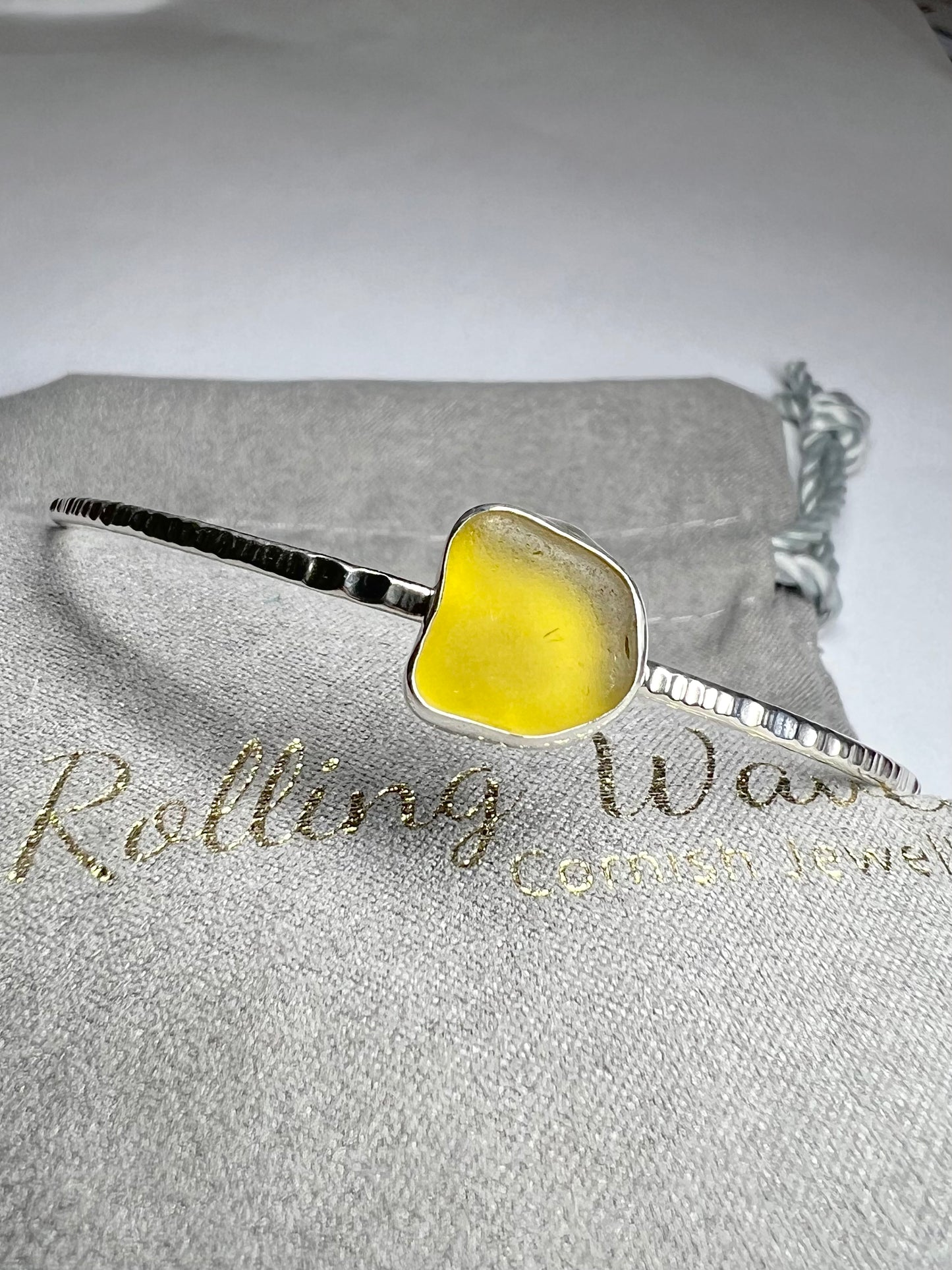 Rare yellow Cornish seaglass bangle