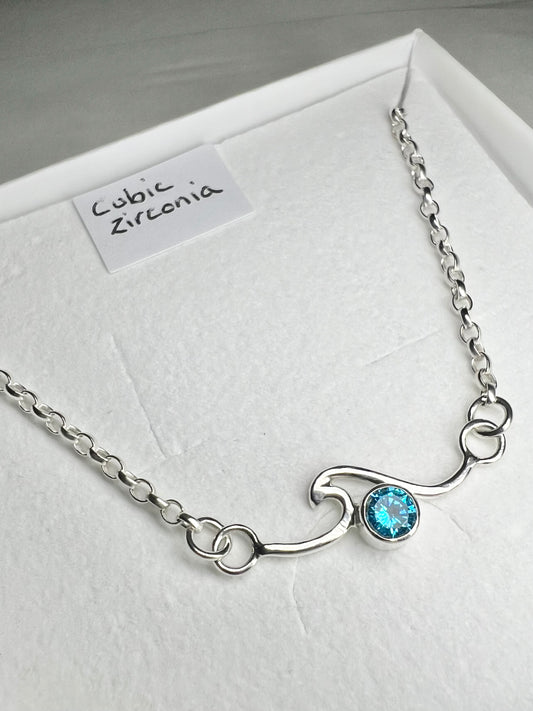 Cubic zirconia rolling wave necklace