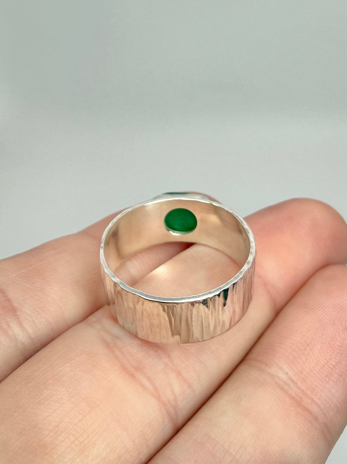 Teal Cornish seaglass ring size P-Q1/2