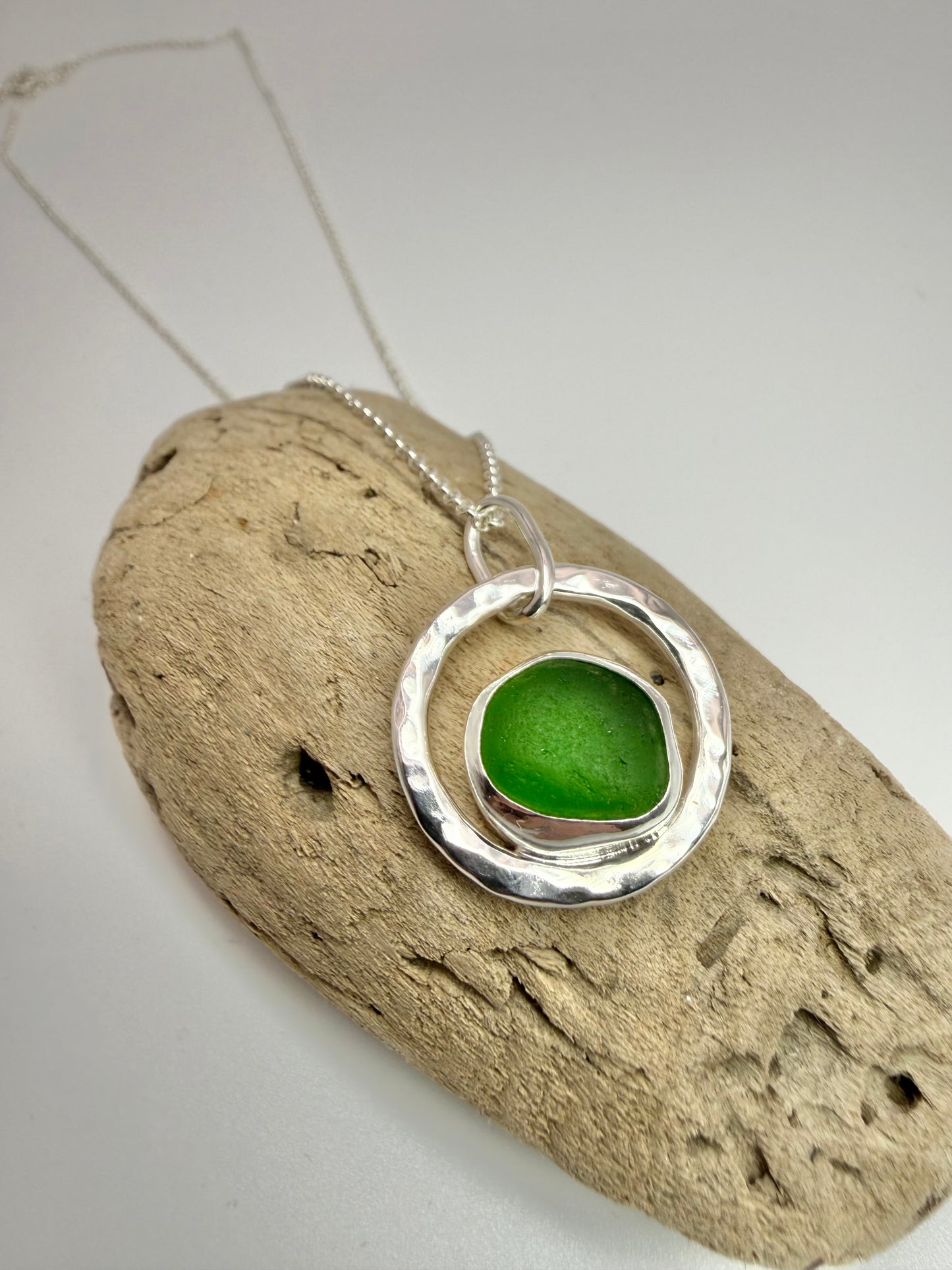 Green Cornish seaglass necklace