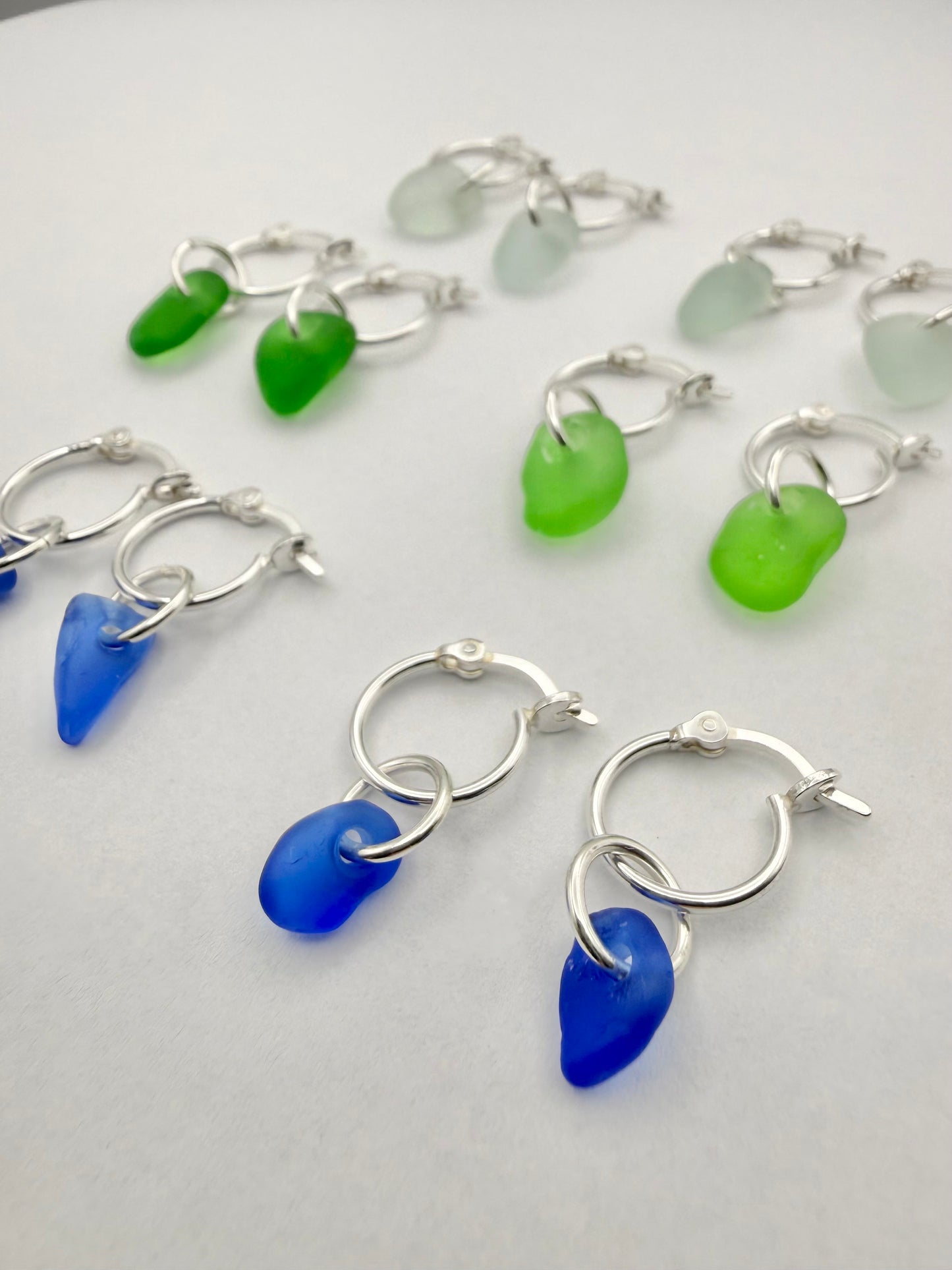 Cornish seaglass mini hoop earrings