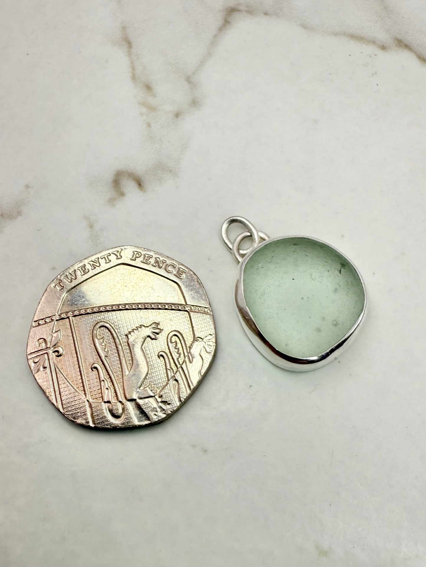 Cornish seaglass necklace - sea foam