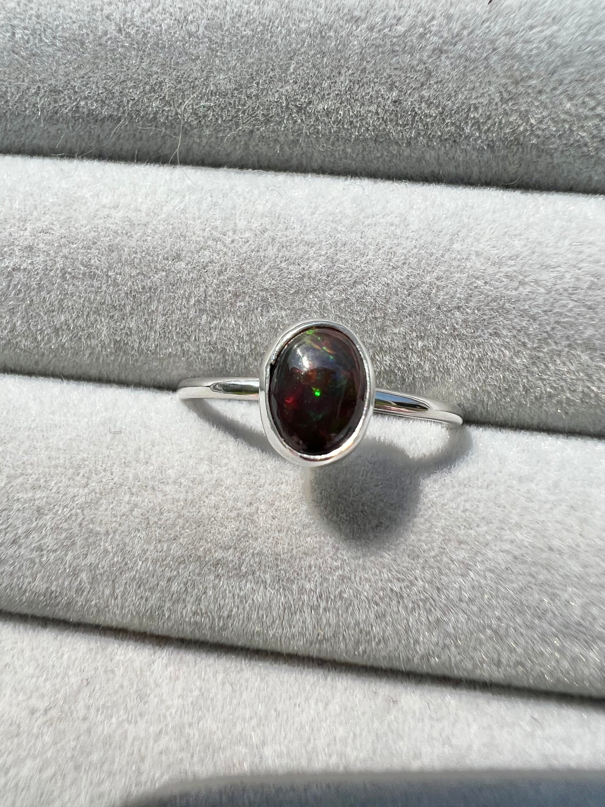 Sterling silver black opal ring sales