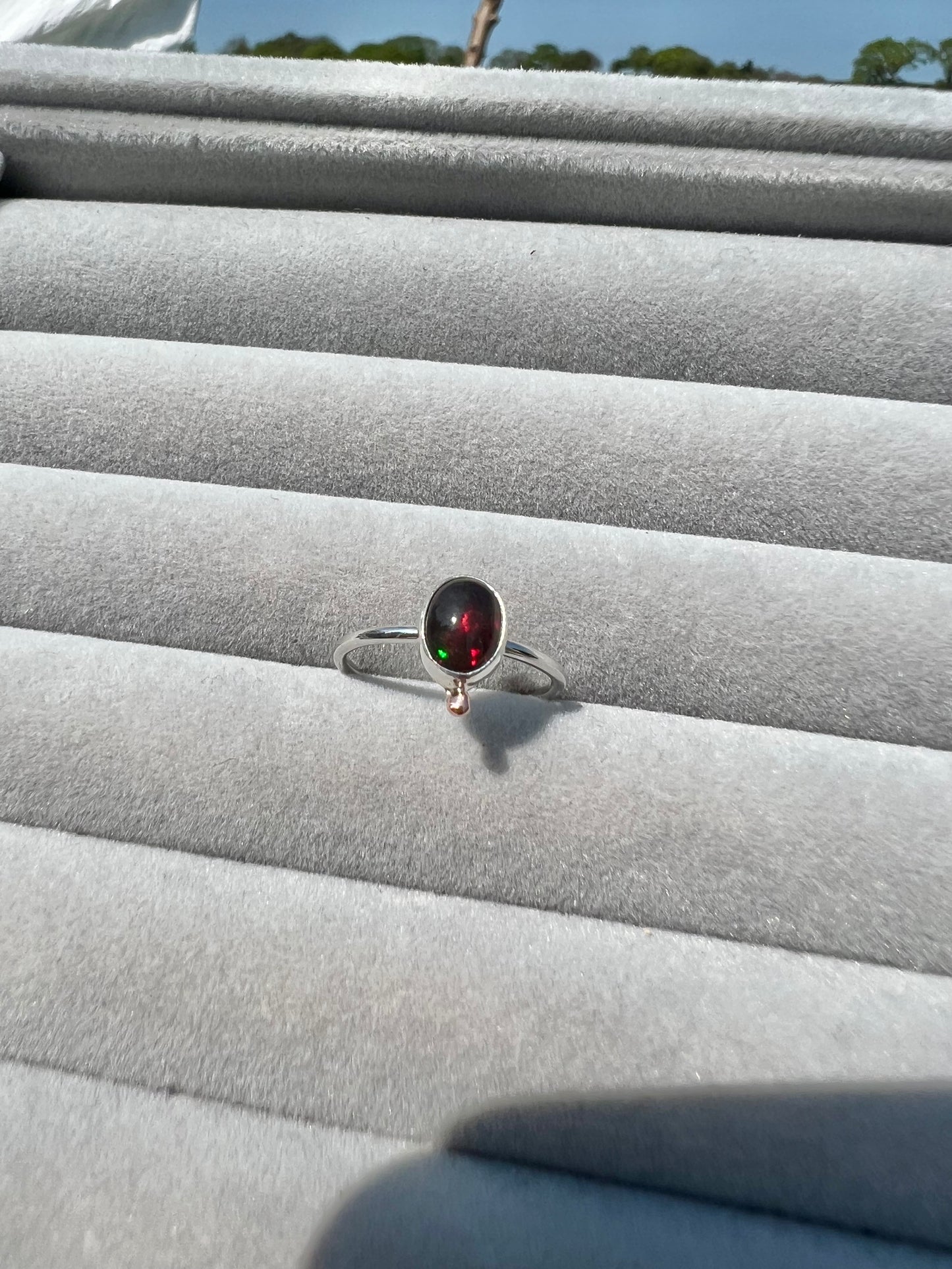 Smoked opal ring UK size O 1/2