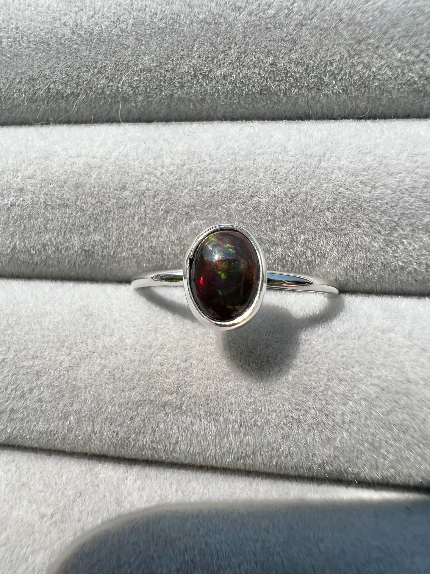 Smoked opal ring UK size Q