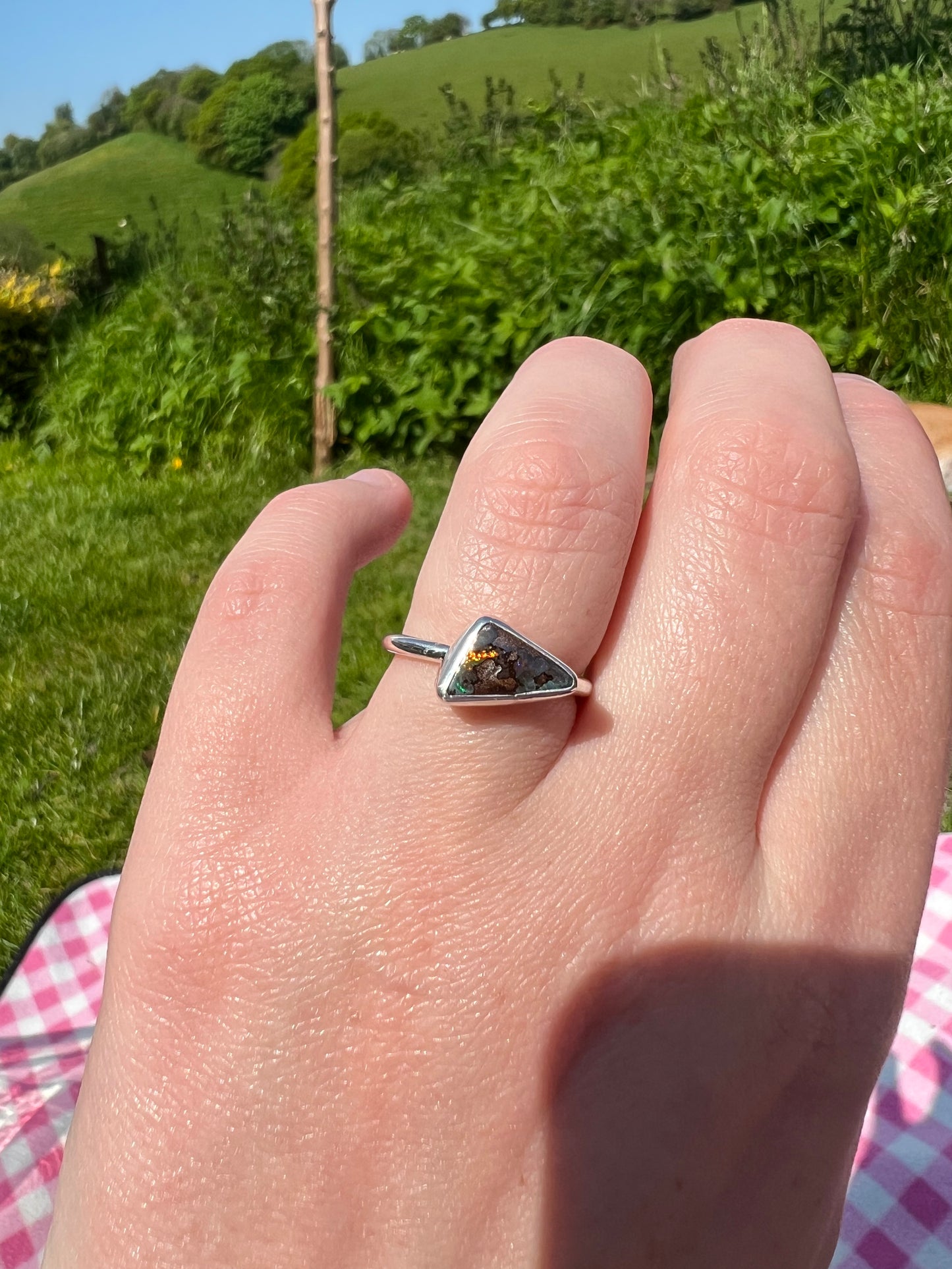 Australia boulder opal ring UK size M