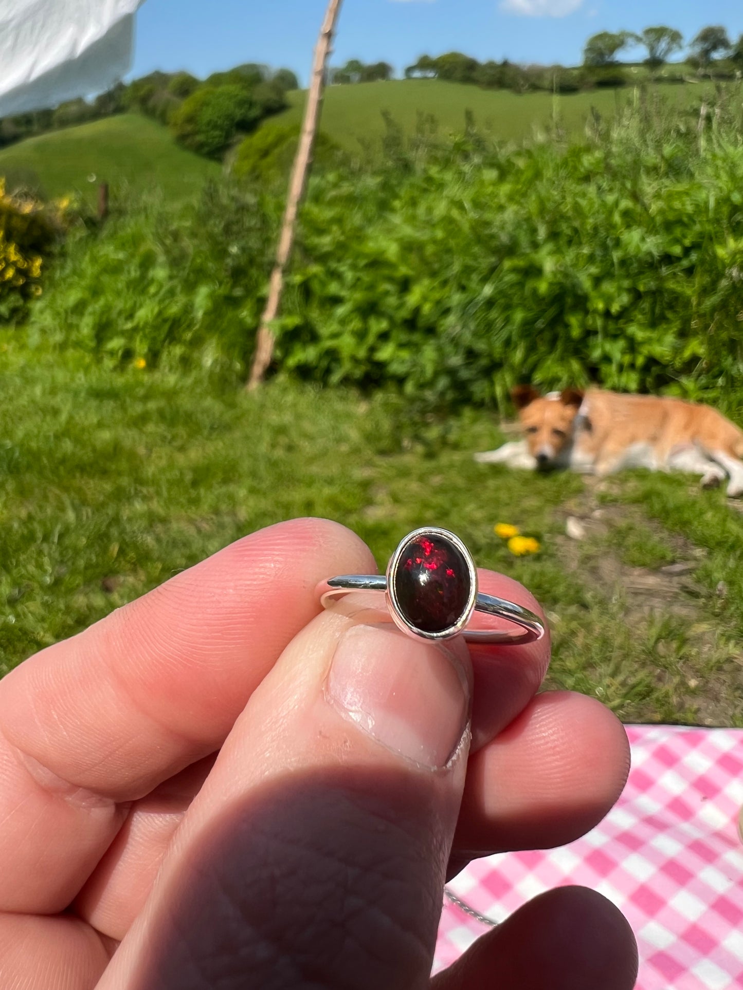 Smoked Opal ring UK size L