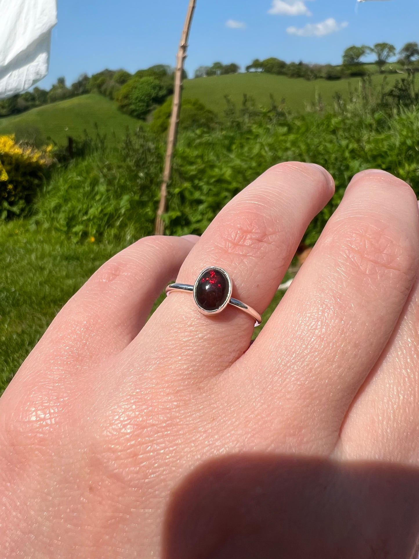 Smoked Opal ring UK size L