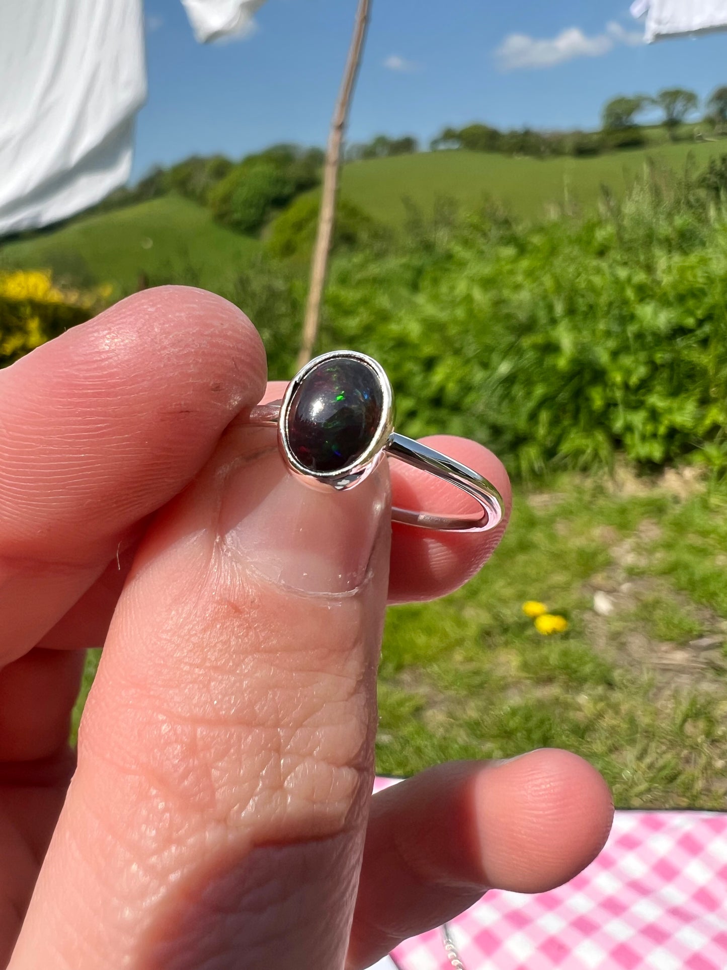 Smoked opal ring UK size Q