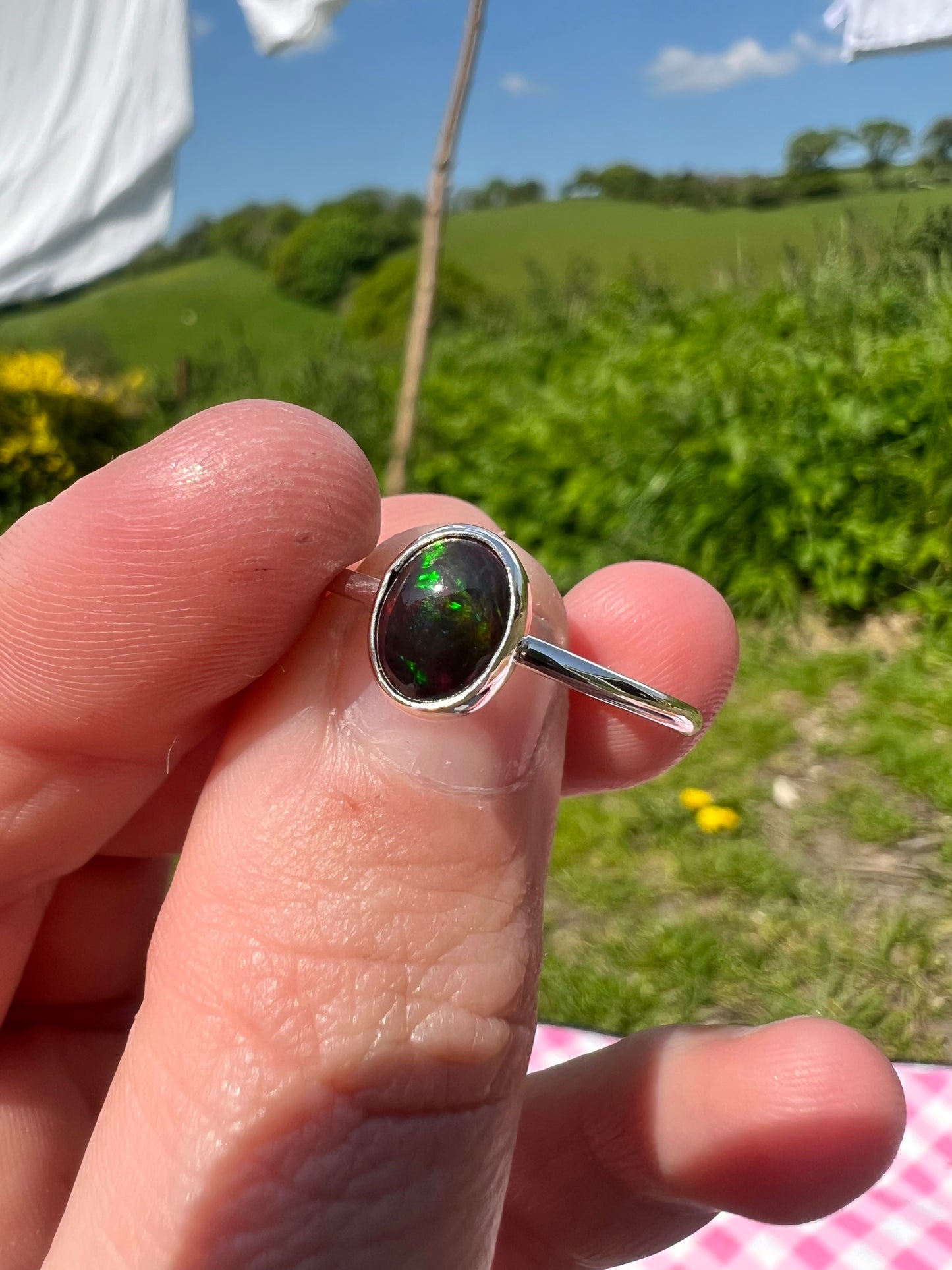 Smoked opal ring UK size Q