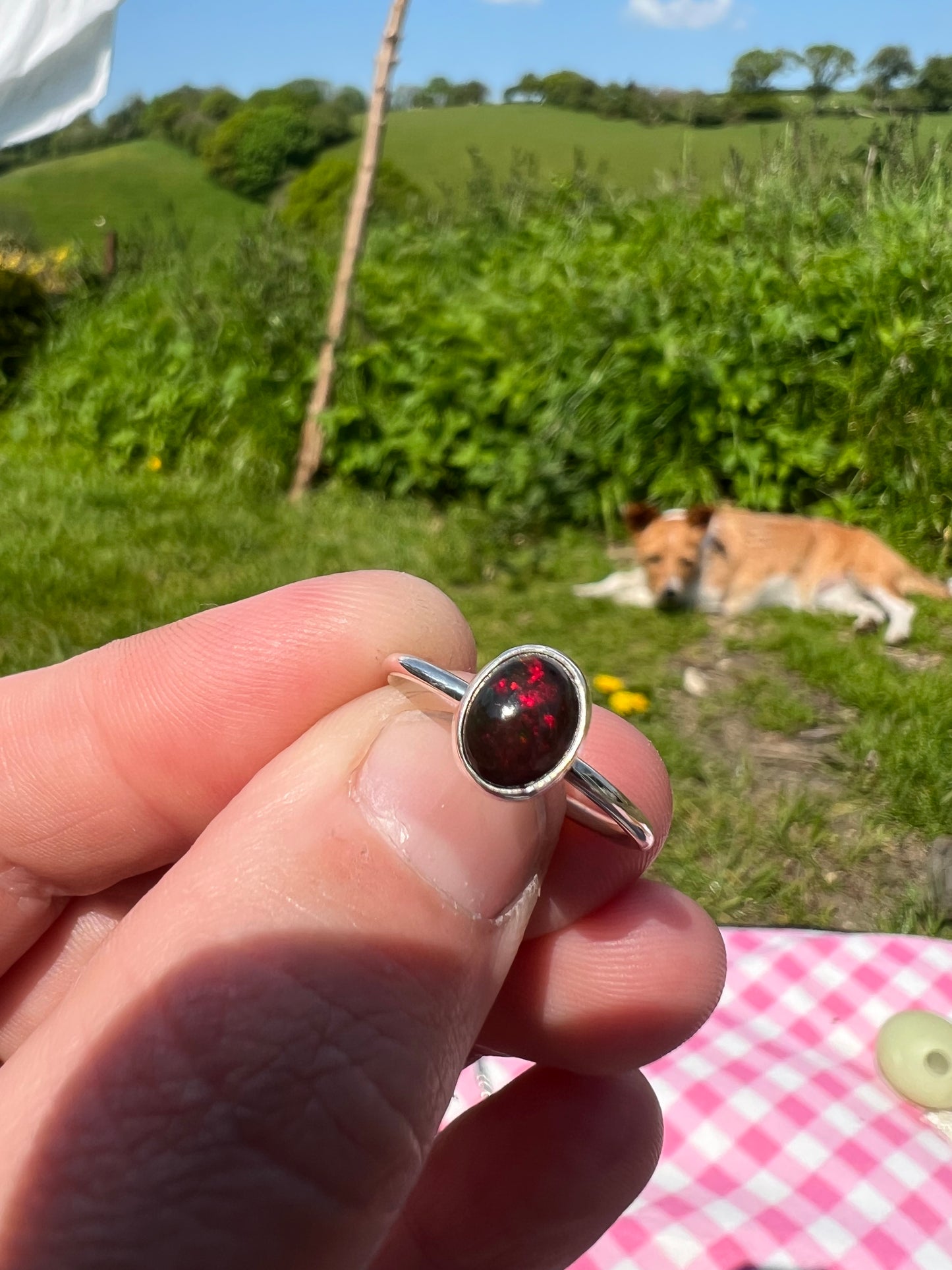 Smoked Opal ring UK size L