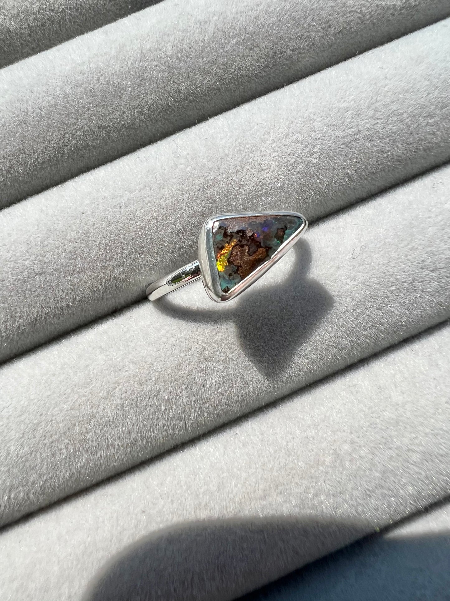 Australia boulder opal ring UK size M
