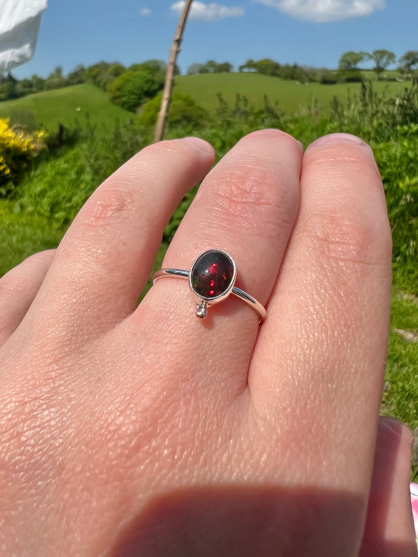 Smoked opal ring UK size O 1/2