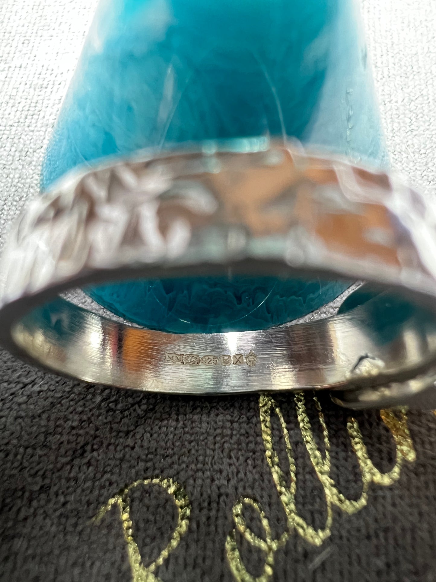 Cornish lime/yellow seaglass ring. Size O1/2 hallmarked