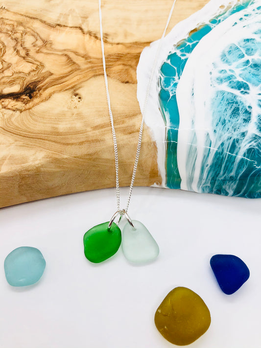 Cornish sea glass ‘duo’ necklace