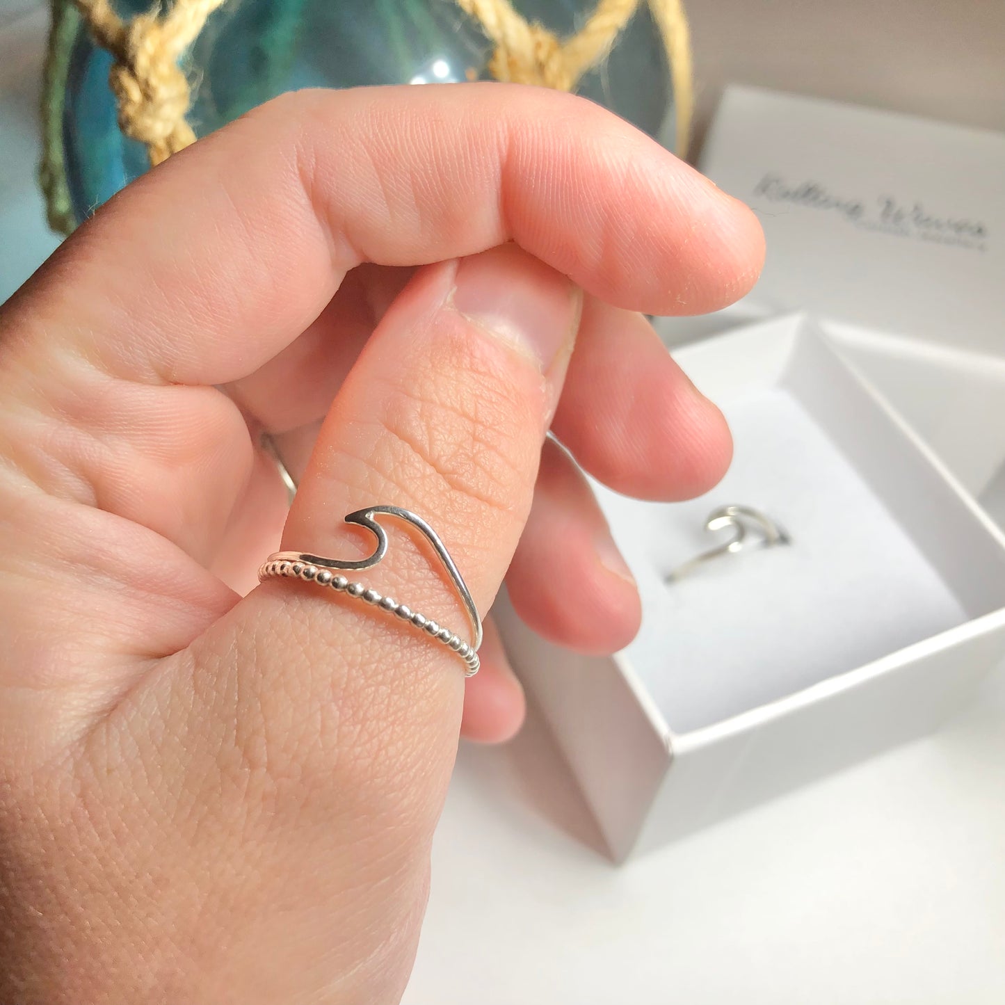 Sterling silver wave rings and stacking rings