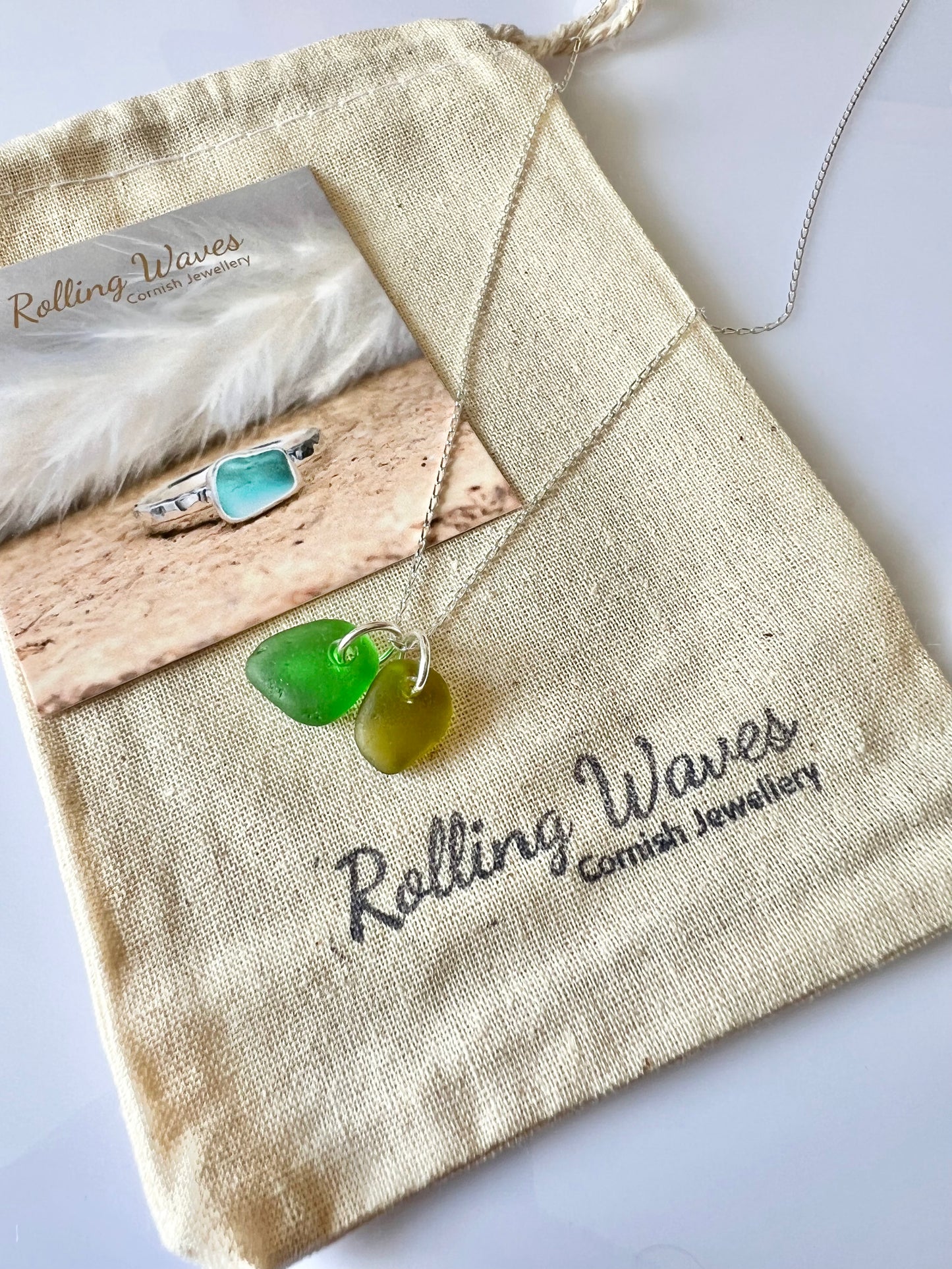 Cornish sea glass ‘duo’ necklace