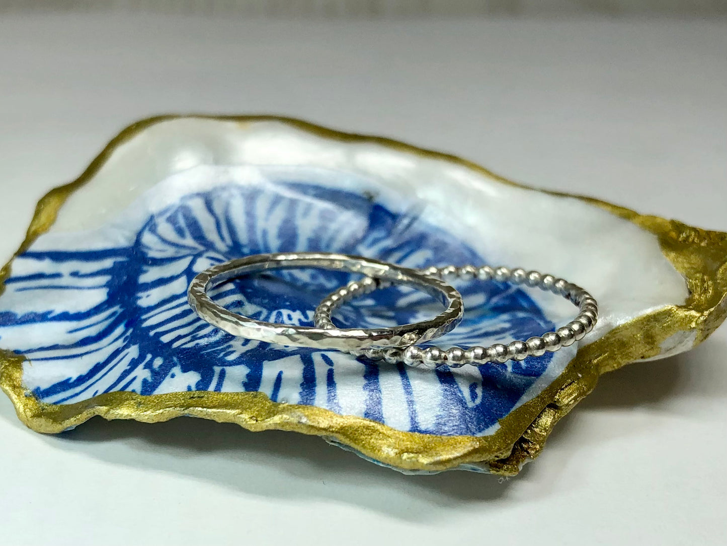 Sterling silver wave rings and stacking rings