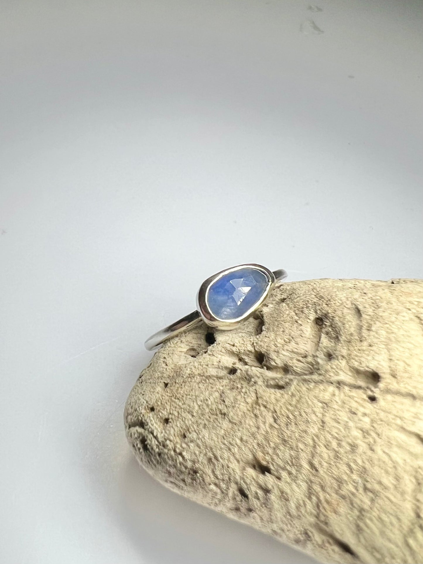 Sapphire ring size P - sterling silver