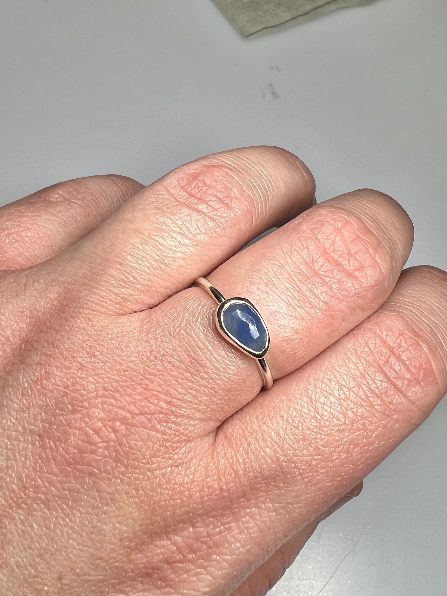 Sapphire ring size P - sterling silver