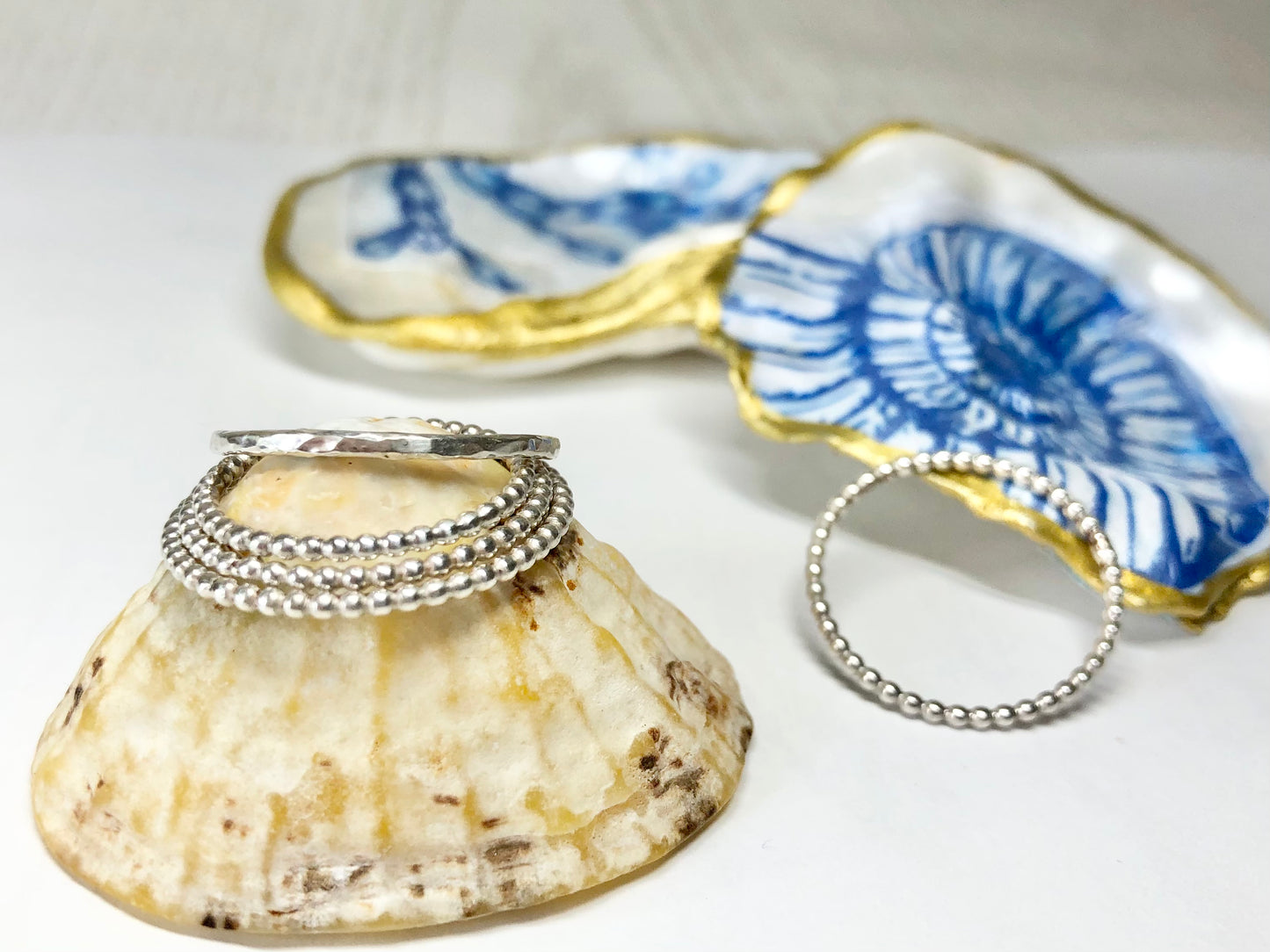 Sterling silver wave rings and stacking rings