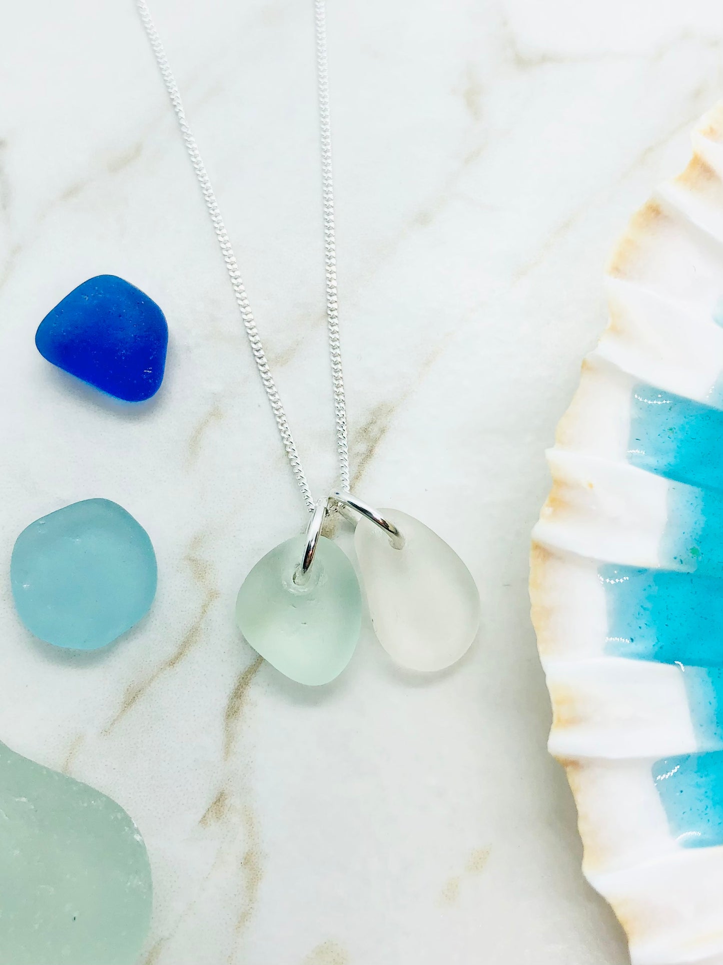 Cornish sea glass ‘duo’ necklace
